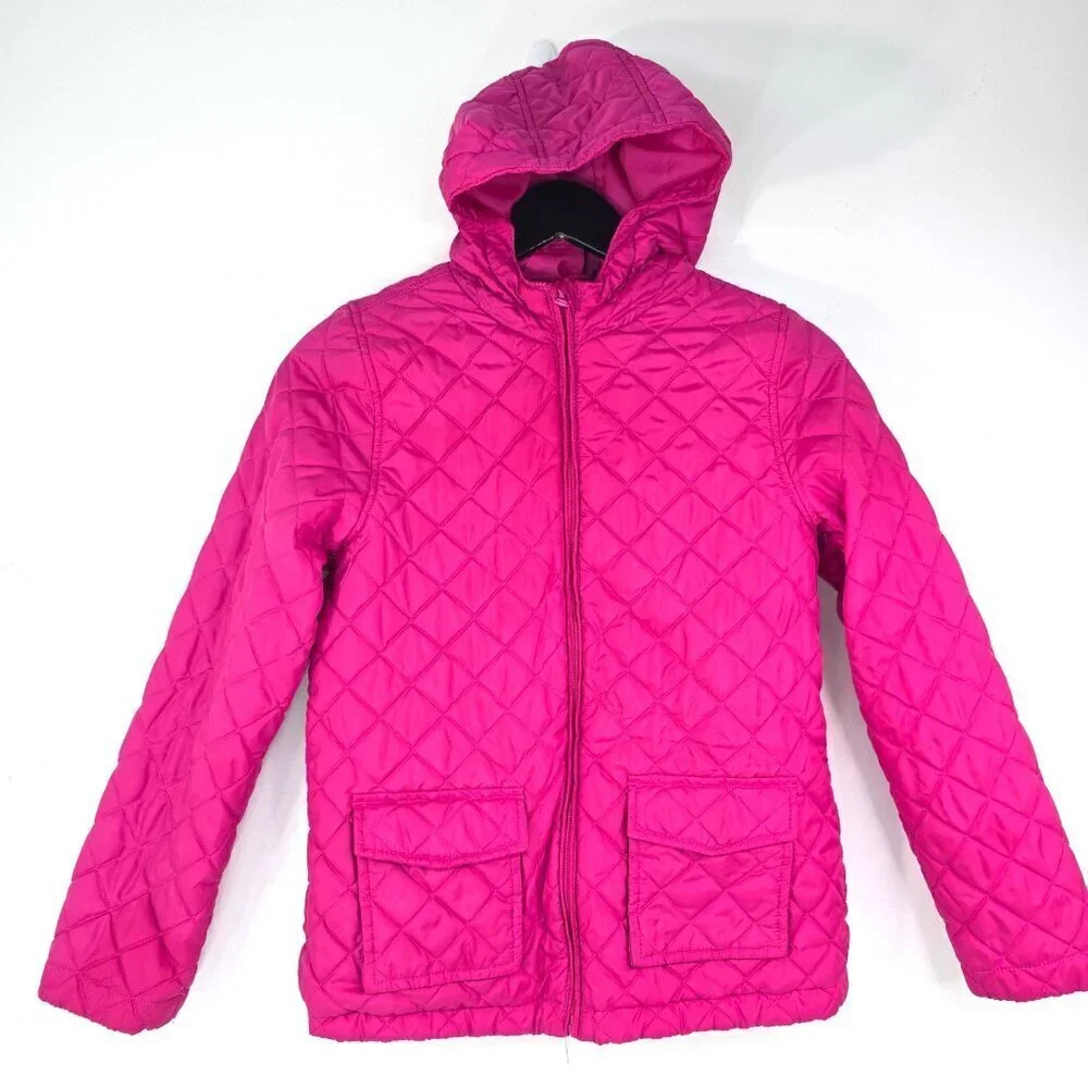 The Children's Place Pink Quilted Fleece Lined Full Zip Hooded Winter Jacket